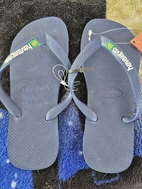 Havaianas Navy Blue Brazilian Flag Strap Flip Flops